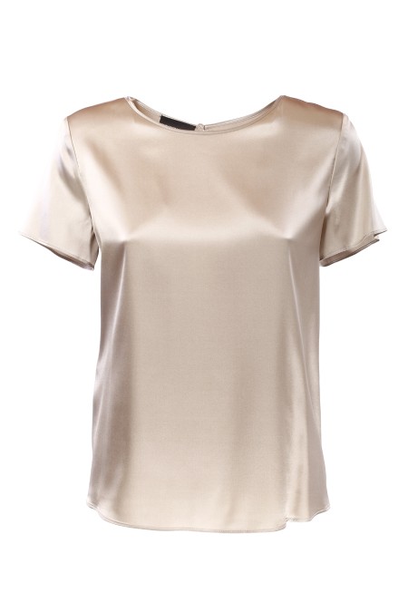 Shop EMPORIO ARMANI  Top: Emporio Armani silk top.
Short sleeves.
Crew neck.
Regular fit.
Composition: 94% Silk 6% Elastane.
Made in China.. 8N2K15 2NXXZ-109